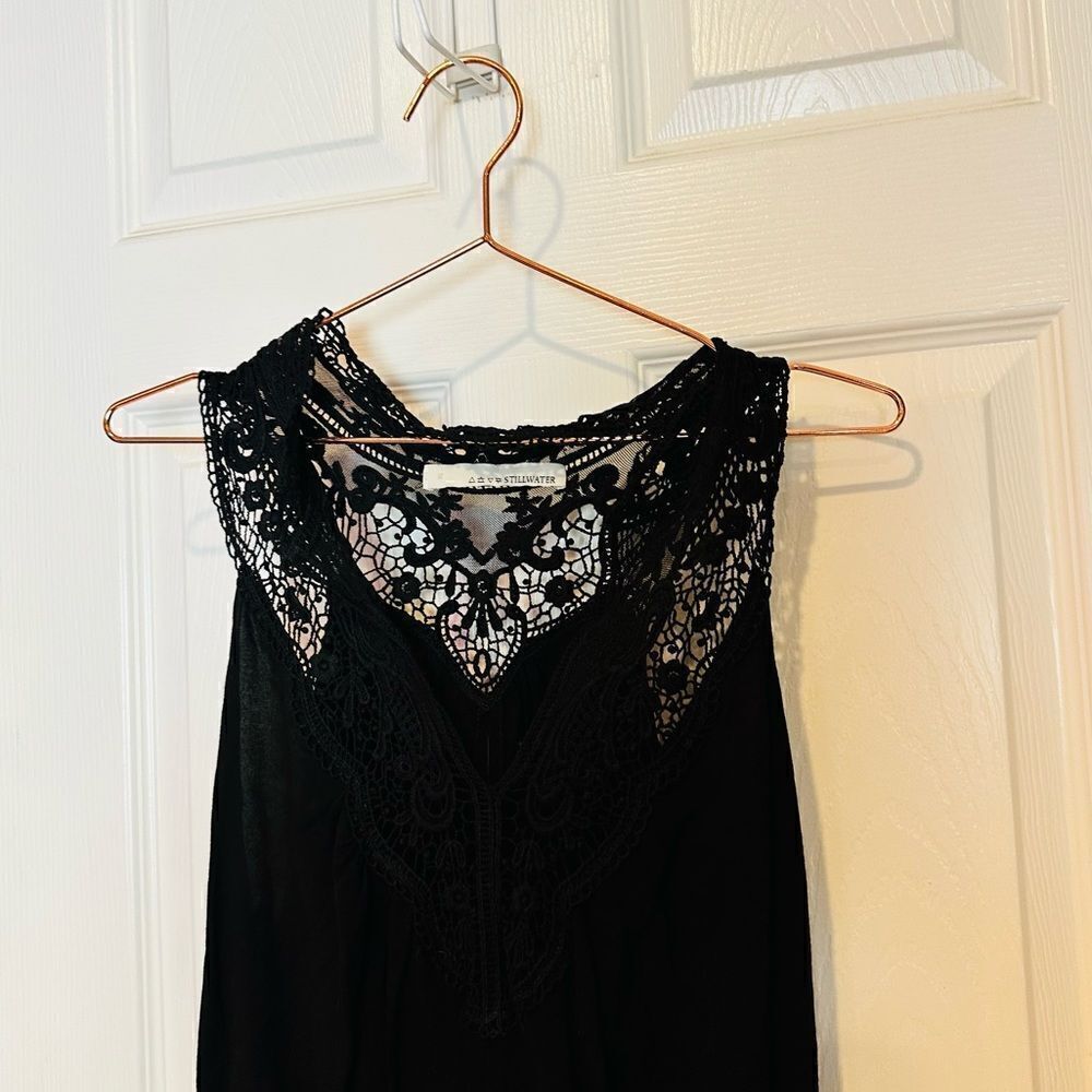 Euc Stillwater La Black Lace Tank Top Medium View 2